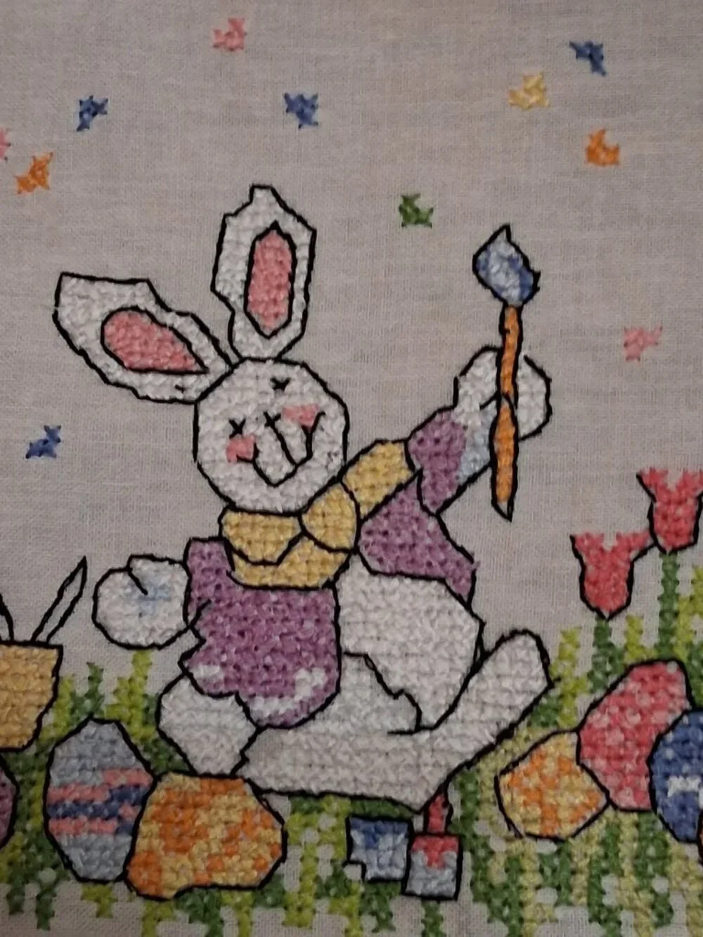 Embroidered Easter Bunny Table Runner